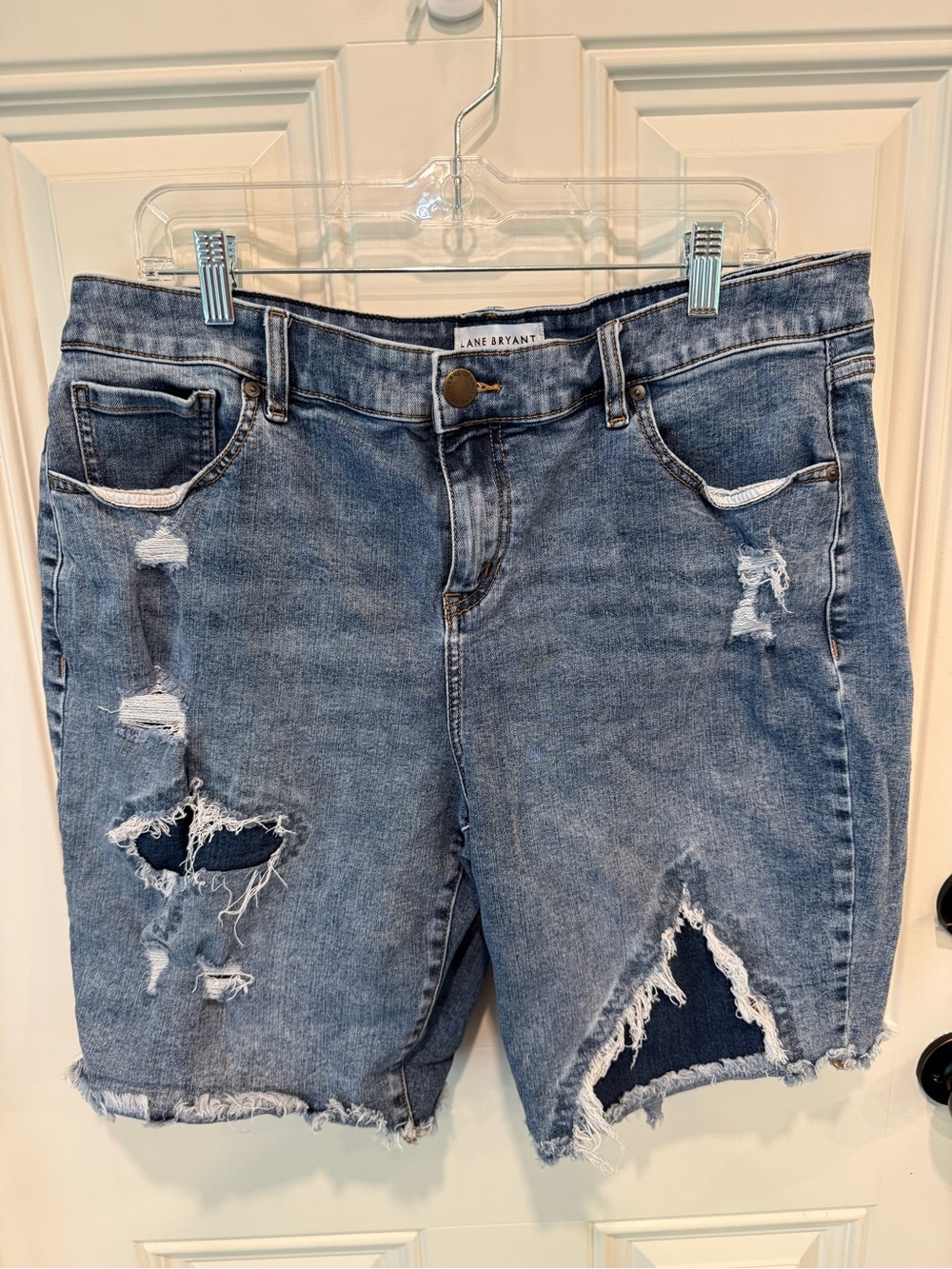 Lane Bryant Distressed Blue Denim Jean Shorts
